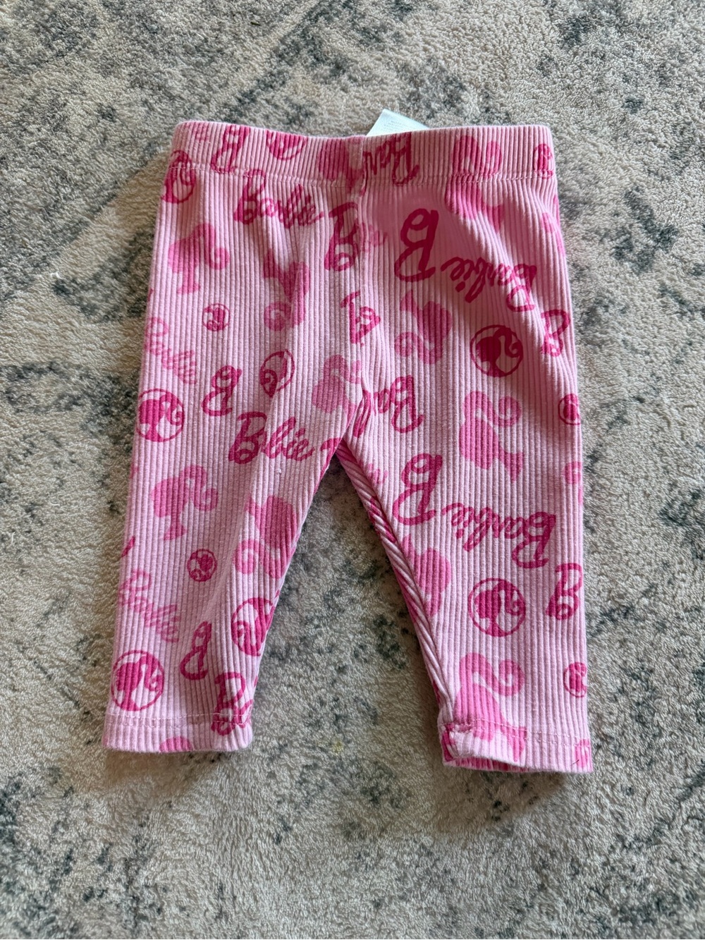 Sz 0-3m Barbie Pink Patterned Ribbed Leggings